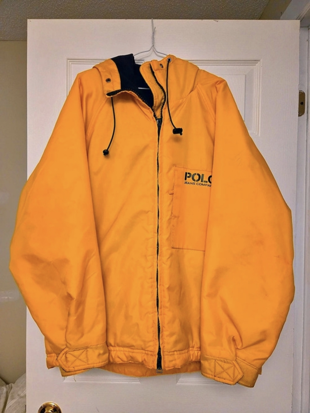 Vintage 90s Polo Jeans Co. Ralph Lauren Hooded Logo Jacket in Orange Size Large